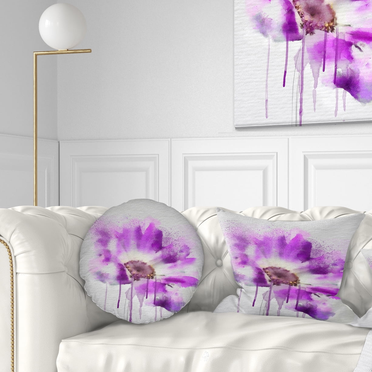 Designart Beautiful Purple Rose Watercolor - Floral Throw Pillow - 12x20