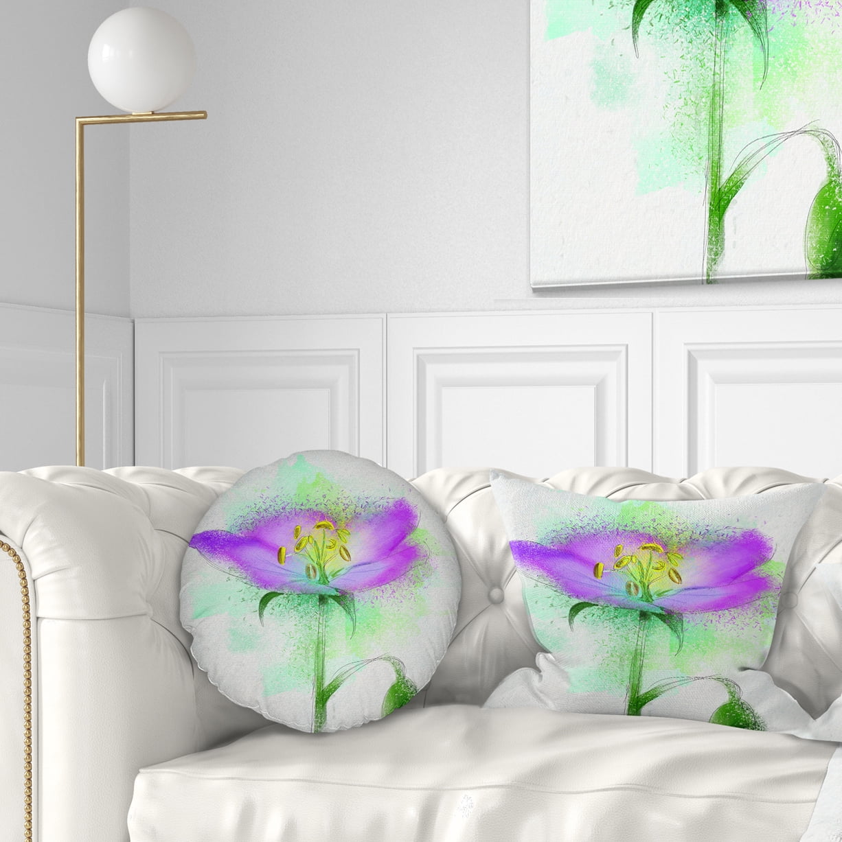 Designart Beautiful Purple Watercolor Flower - Floral Throw Pillow - 12x20