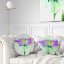 Designart Beautiful Purple Watercolor Flower - Floral Throw Pillow - 12x20