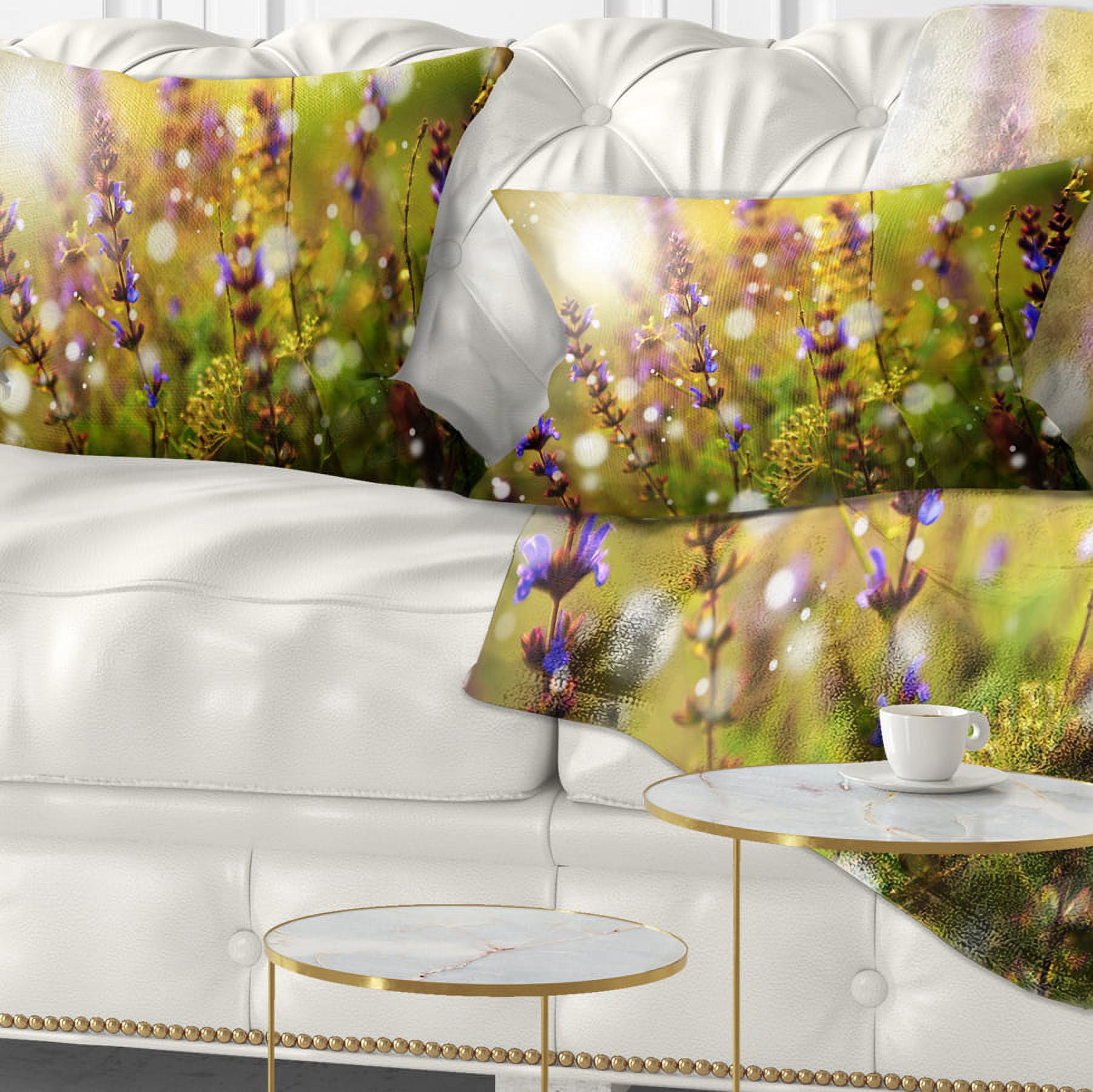 Designart Beautiful Purple Wild Flowers - Floral Throw Pillow - 12x20