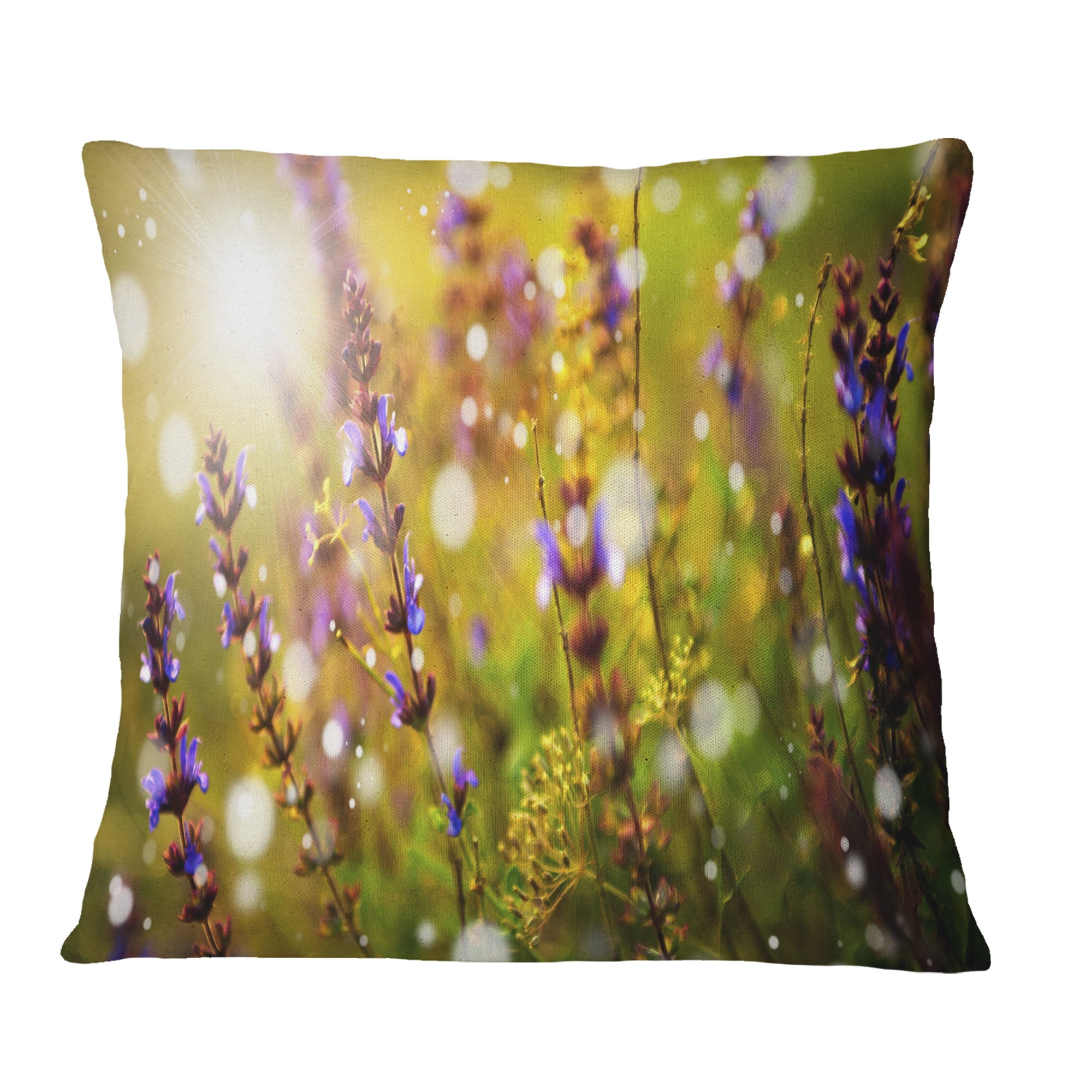 Designart Beautiful Purple Wild Flowers - Floral Throw Pillow - 16x16