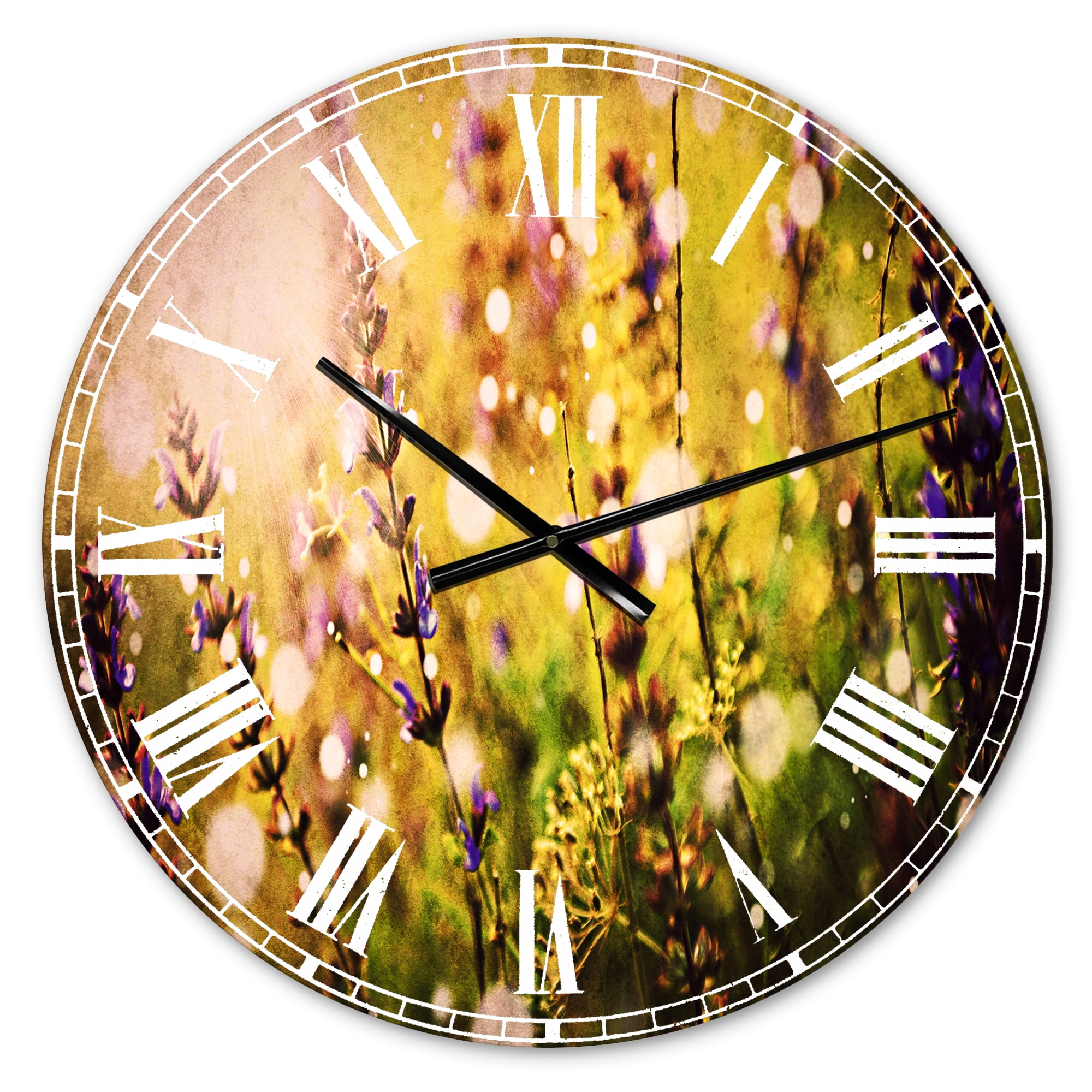 Designart 'Beautiful Purple Wild Flowers' Traditional wall clock