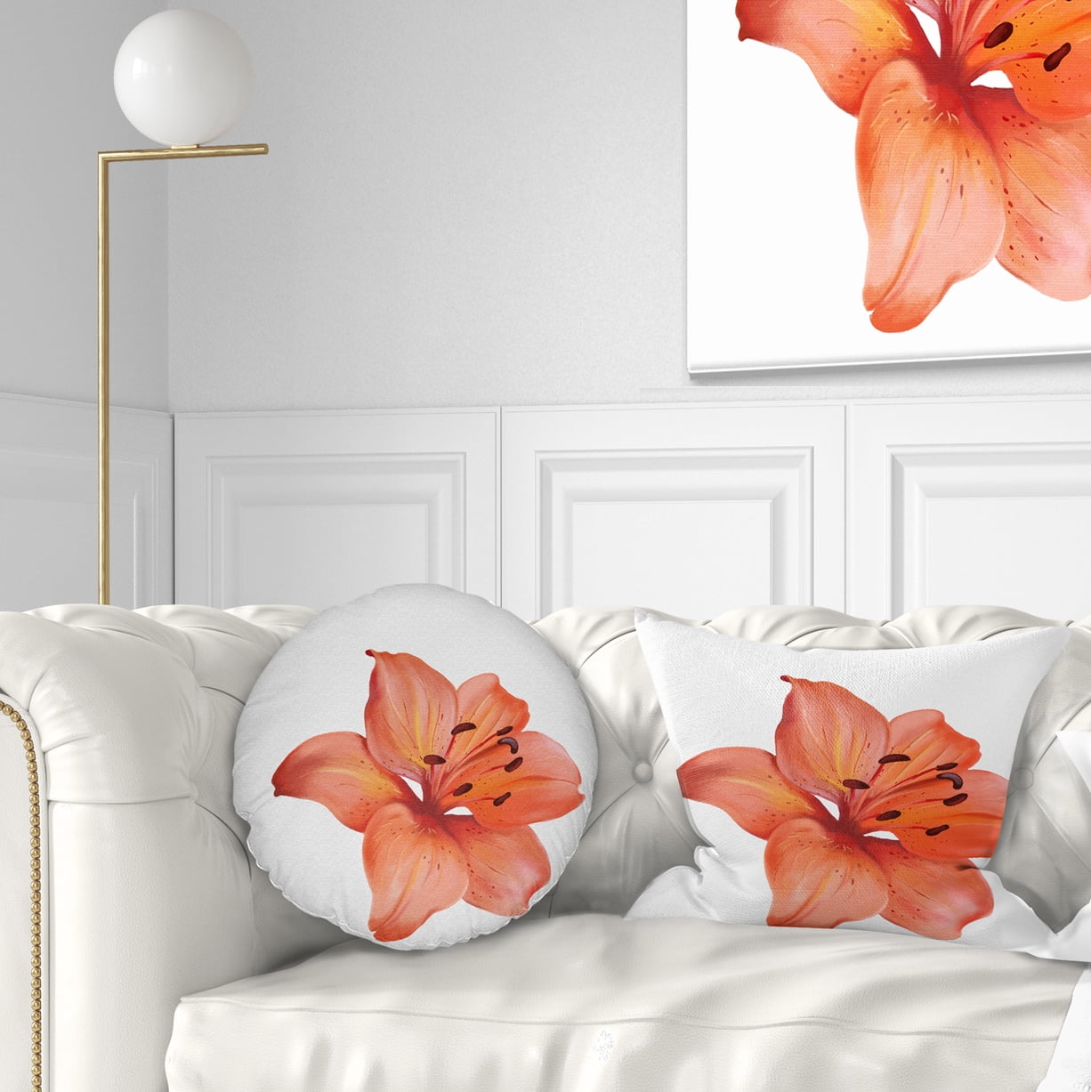 Designart Beautiful Red Lily Watercolor Sketch - Flower Throw Pillow - 12x20