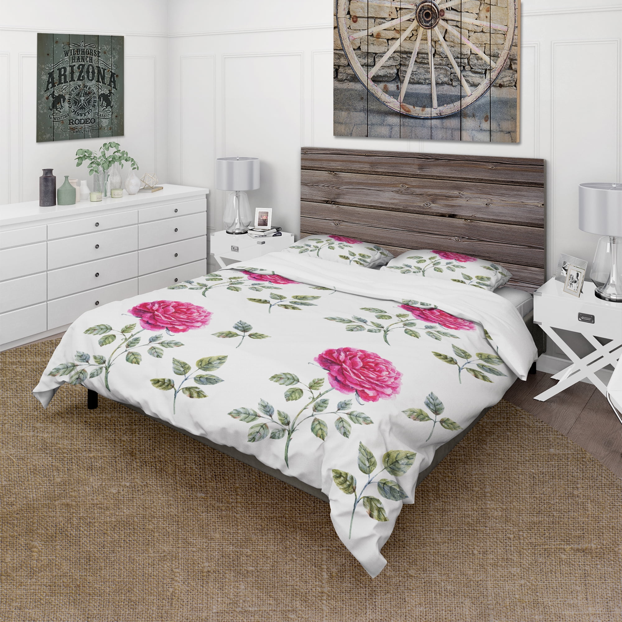 Designart 'Beautiful Red Rose' Cabin & Lodge Duvet Cover Set