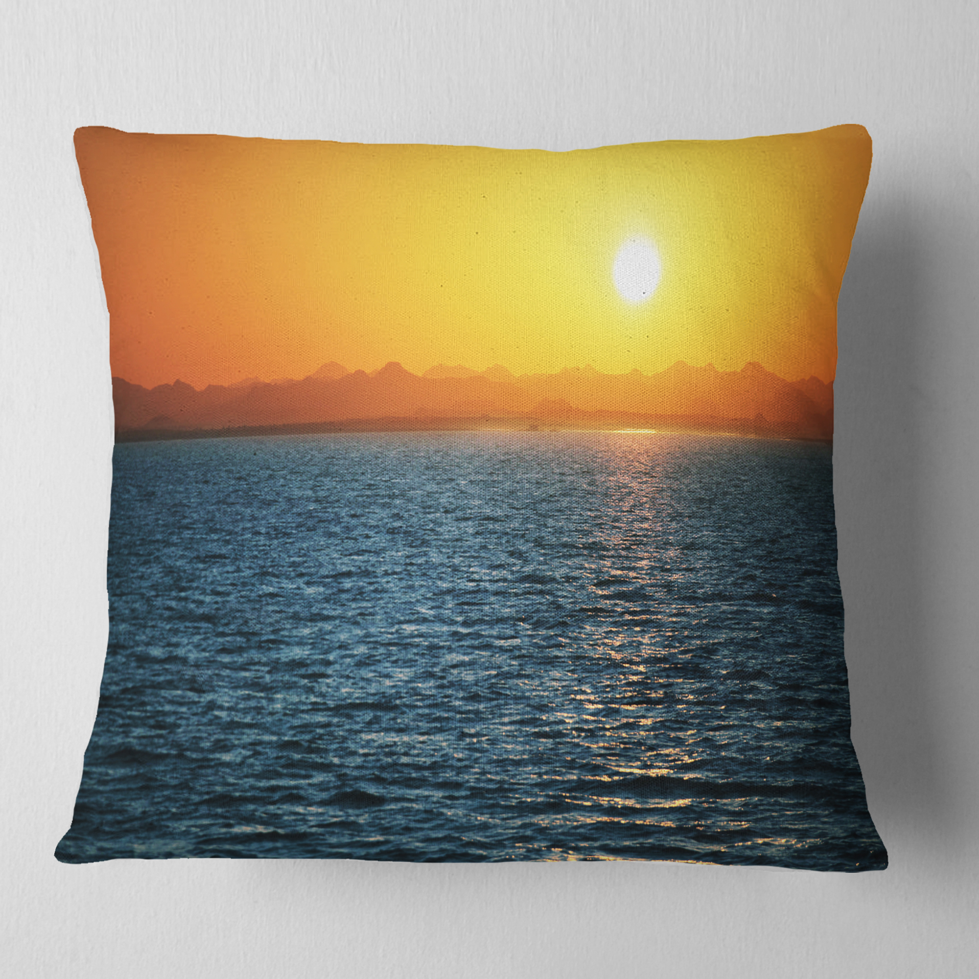 Designart Beautiful River View At Sunset - Seashore Throw Pillow - 16x16