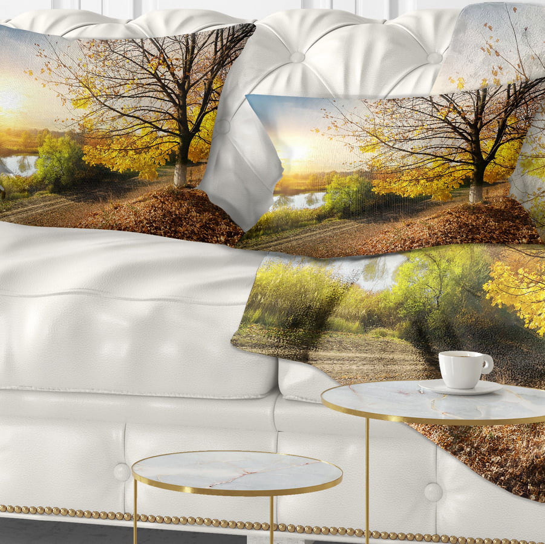 Designart Beautiful Road by the River - Landscape Printed Throw Pillow - 12x20
