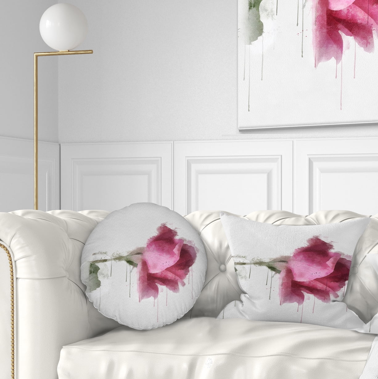 Designart Beautiful Rose Watercolor Drawing - Floral Throw Pillow - 12x20