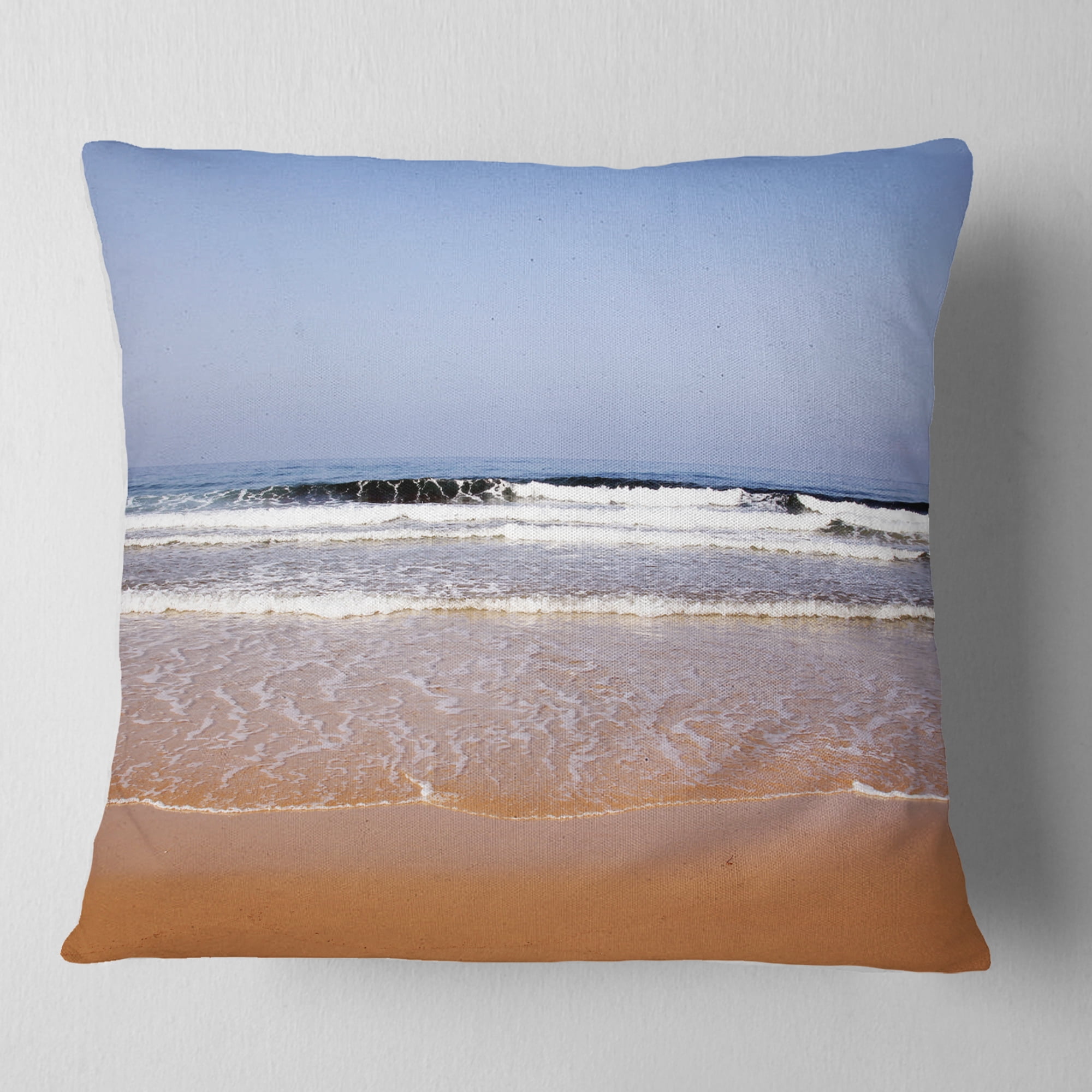 Designart Beautiful Sea and Beach Ashdod Israel - Seashore Throw Pillow - 18x18