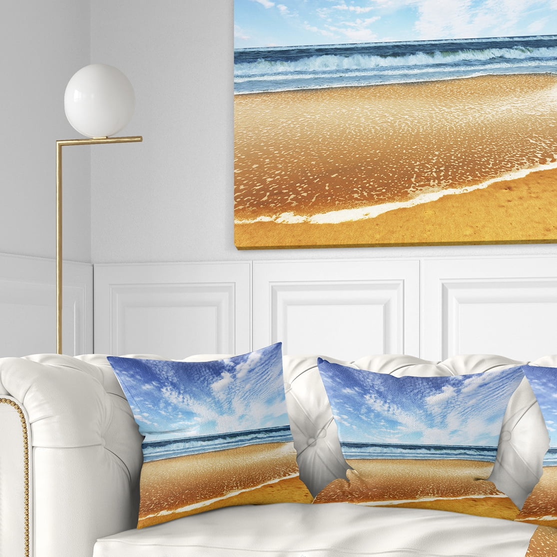 Designart Beautiful Sea under Bright Sky - Seashore Throw Pillow - 18x18