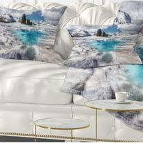 Designart Beautiful Snow Covered Lake - Landscape Printed Throw Pillow - 12x20