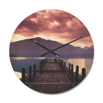 Designart 'Beautiful Spring Sea at Dawn' Modern Wood Wall Clock