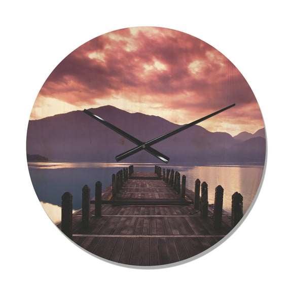 Designart 'Beautiful Spring Sea at Dawn' Modern Wood Wall Clock