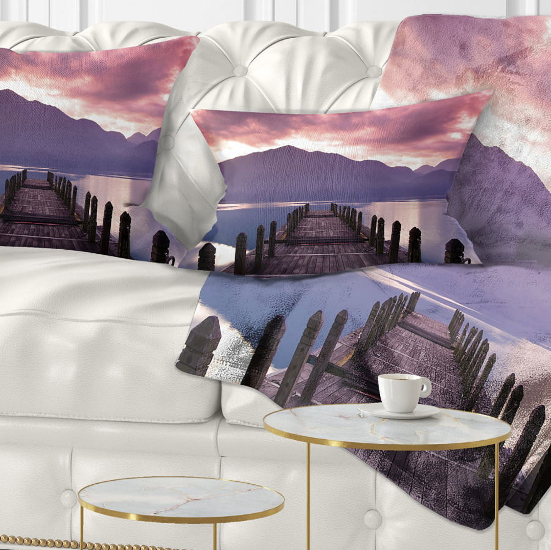 Designart Beautiful Spring Sea at Morning - Photography Throw Pillow - 12x20