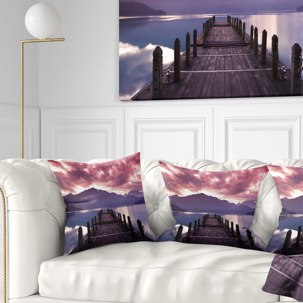 Designart Beautiful Spring Sea at Morning - Photography Throw Pillow - 16x16