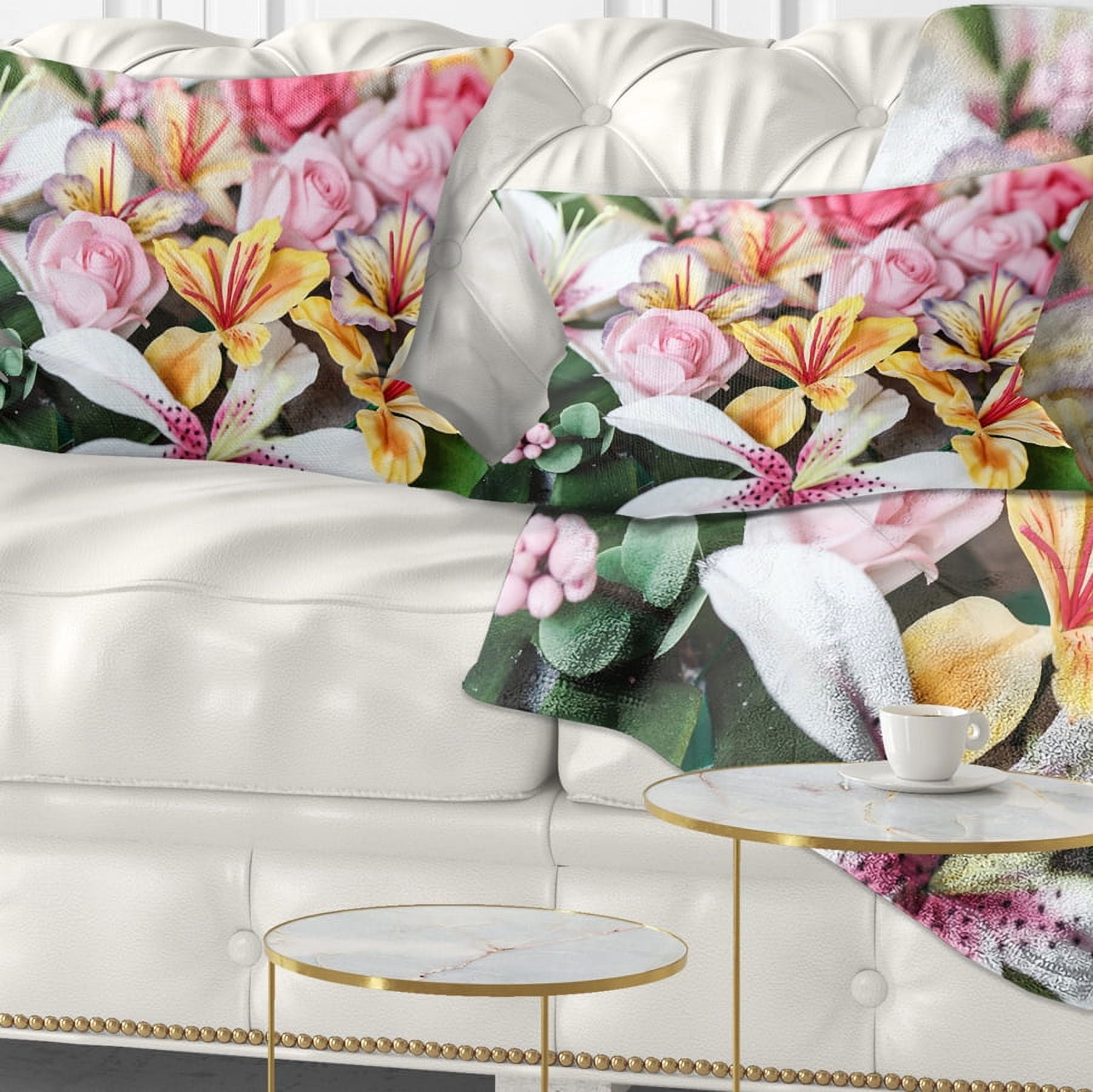 Designart Beautiful Sugar Flower Decoration - Flower Throw Pillow - 12x20