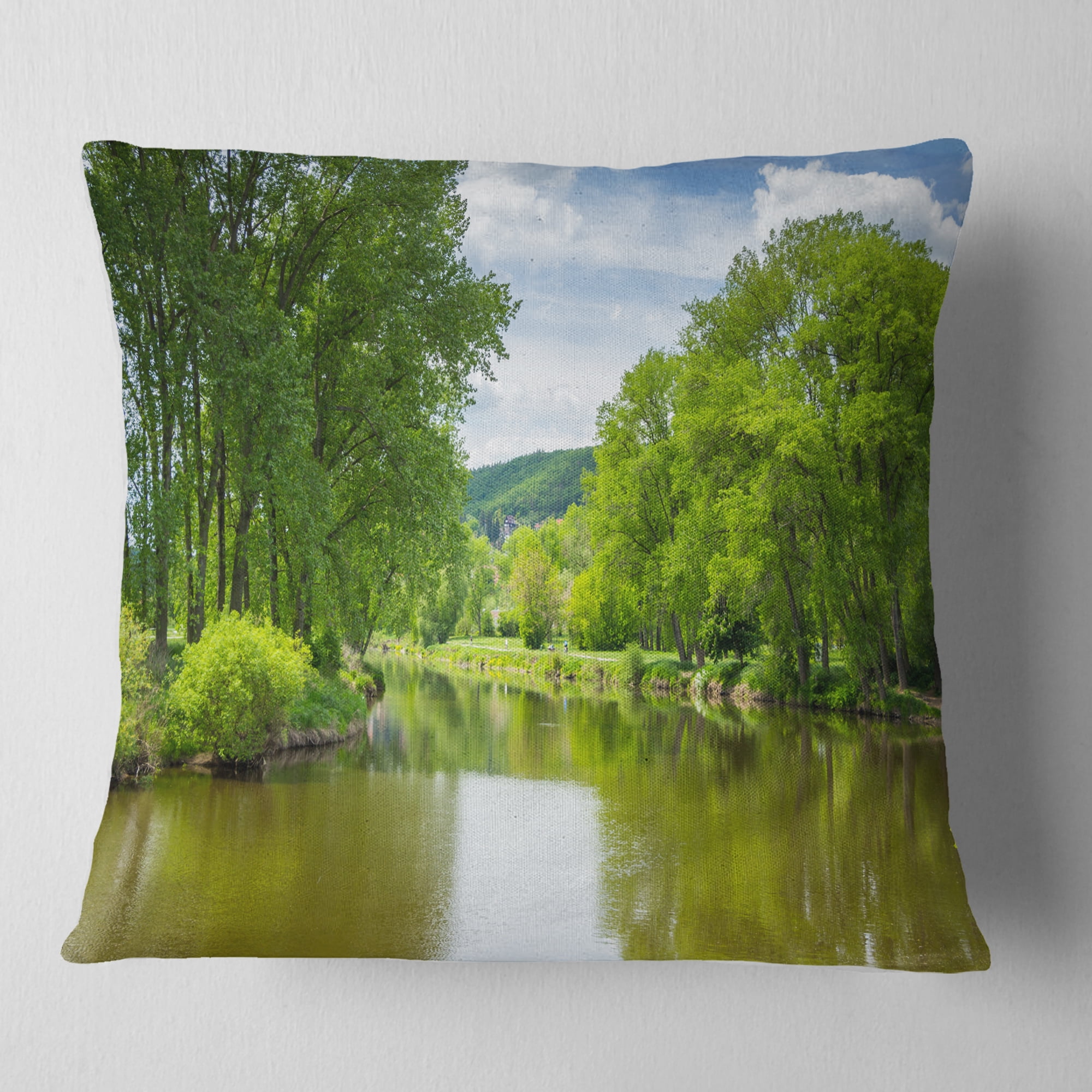 Designart Beautiful Summer with Green Grass - Landscape Printed Throw Pillow - 18x18