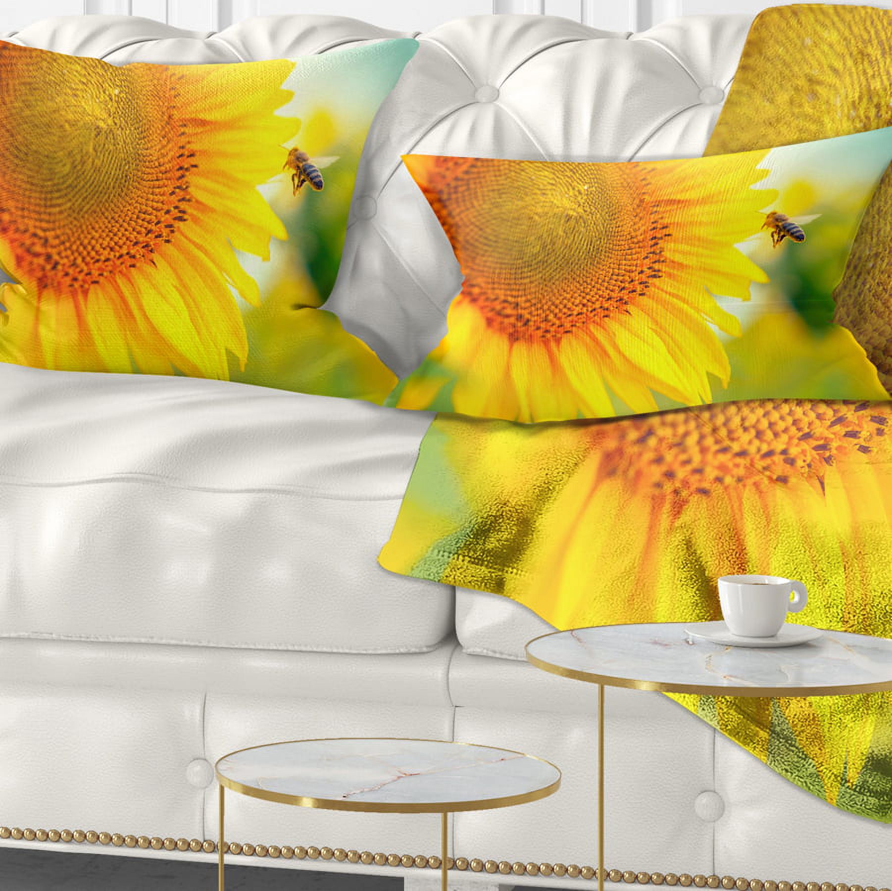 Designart Beautiful Sunflowers Blooming - Animal Throw Pillow - 12x20
