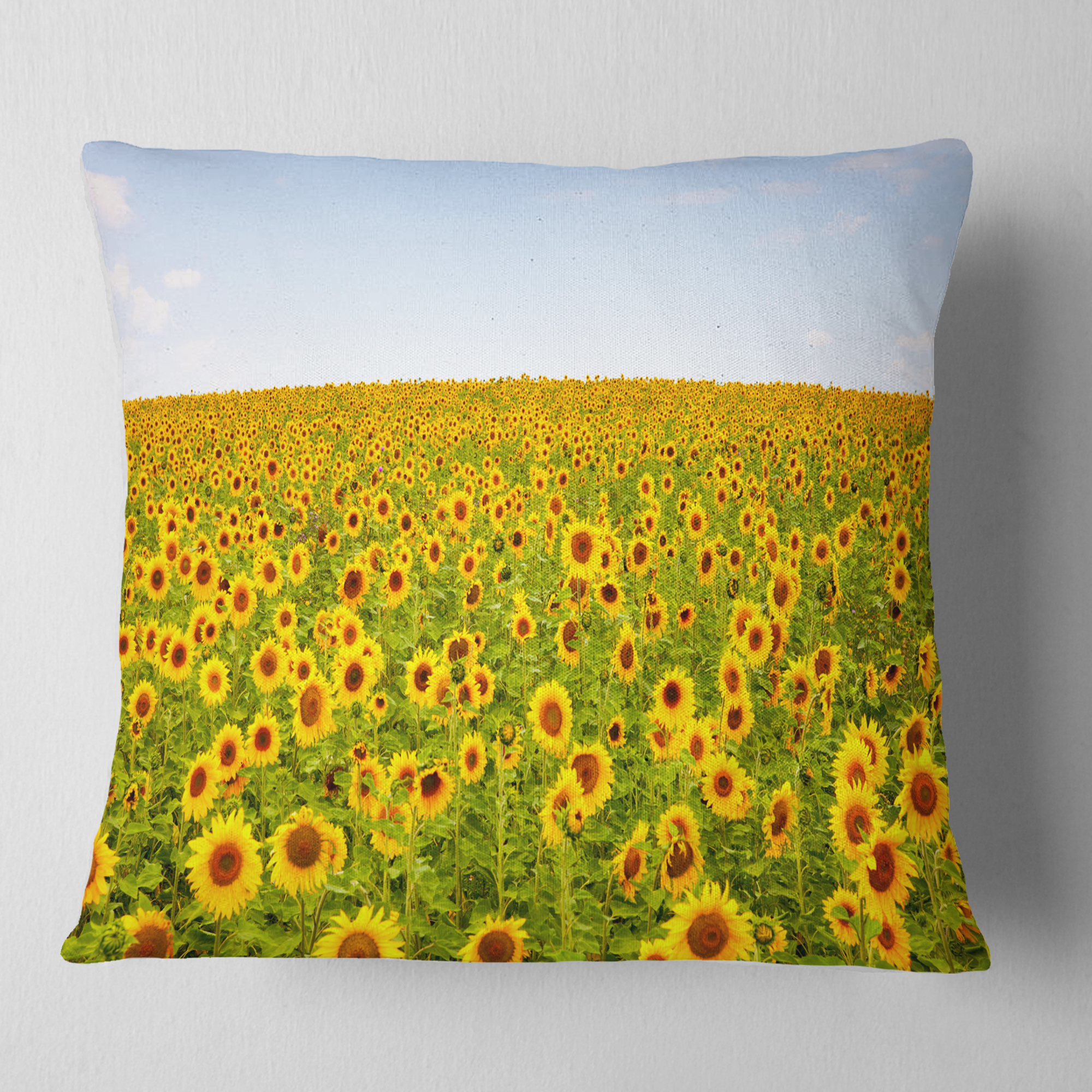 Designart Beautiful Sunflowers Garden - Floral Throw Pillow - 16x16