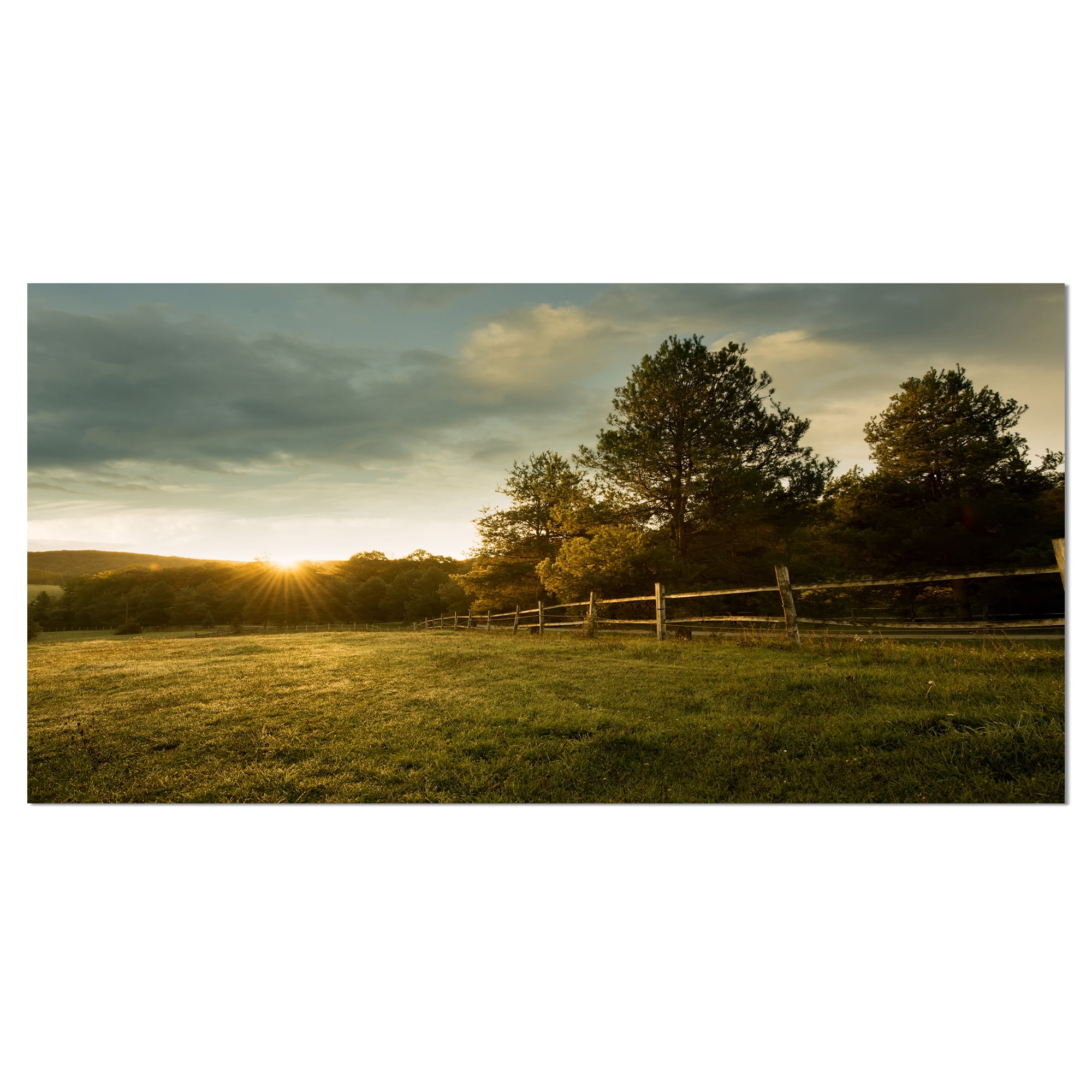 Designart 'Beautiful Sunrise in the farm ' Landscape Canvas Art Print