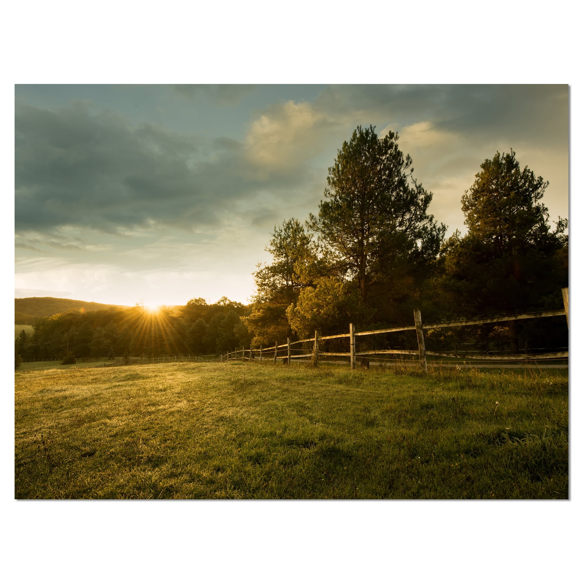 Designart 'Beautiful Sunrise in the farm ' Landscape Canvas Art Print