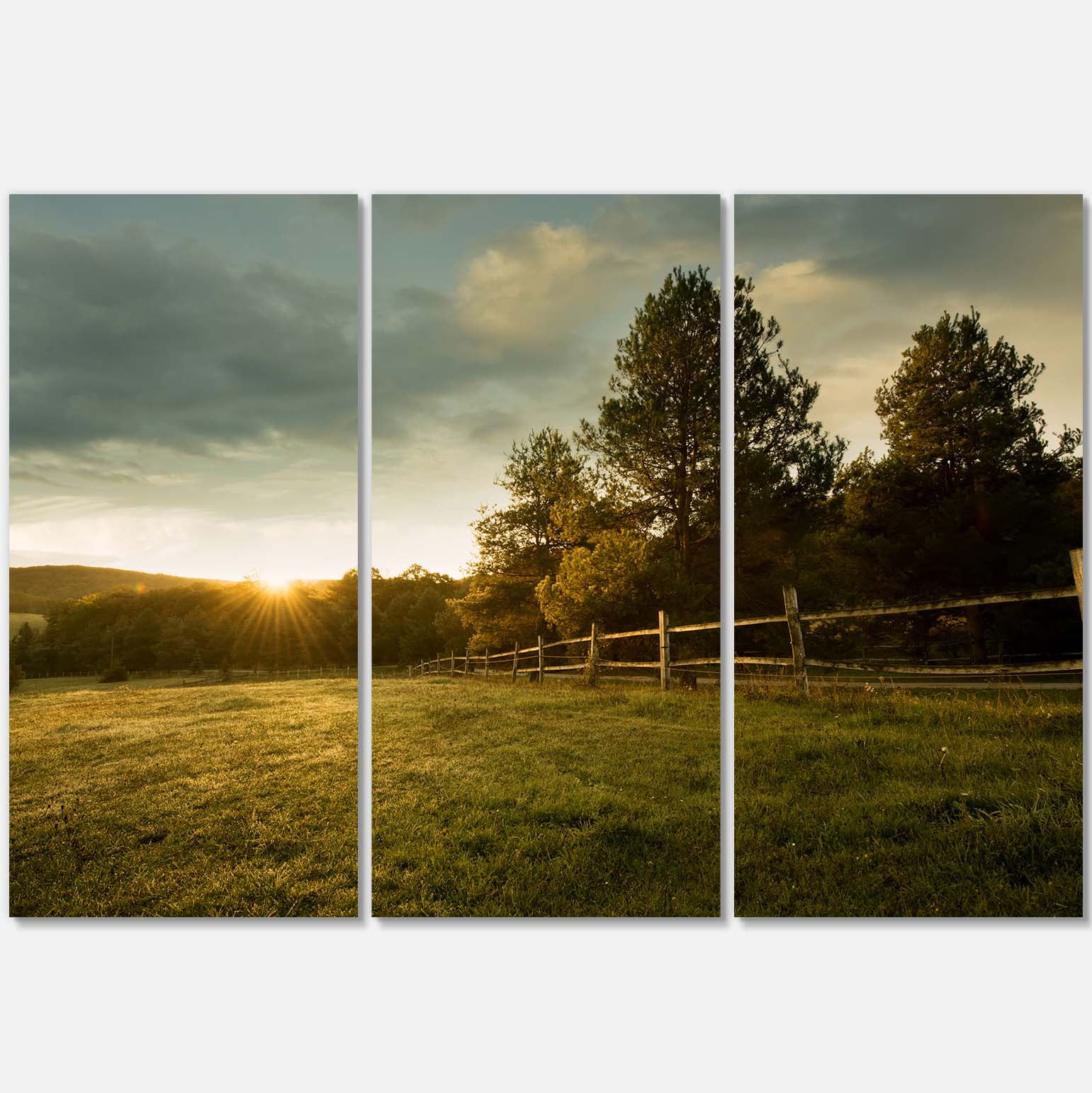 Designart 'Beautiful Sunrise in the farm ' Landscape Canvas Art Print