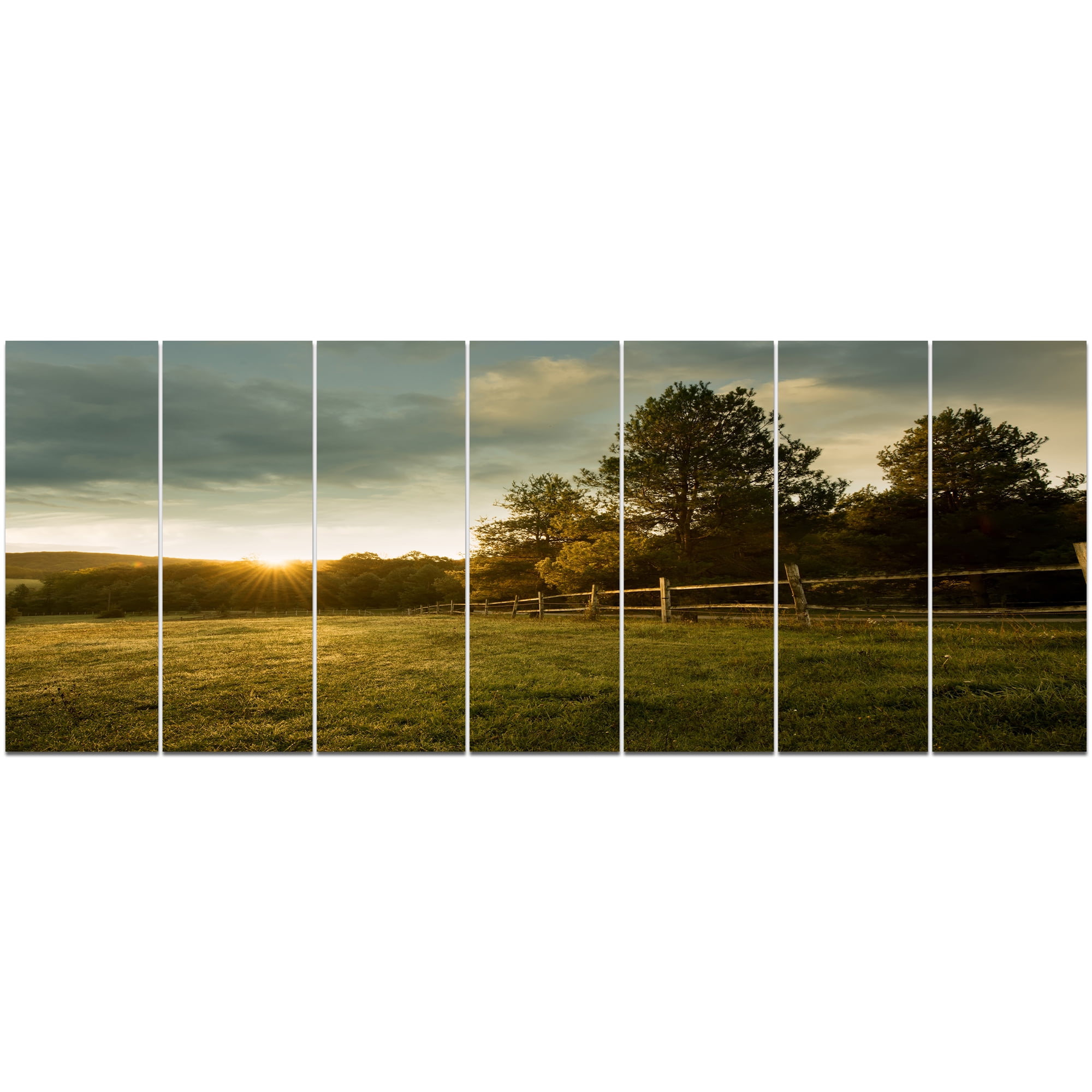 Designart 'Beautiful Sunrise in the farm ' Landscape Canvas Art Print