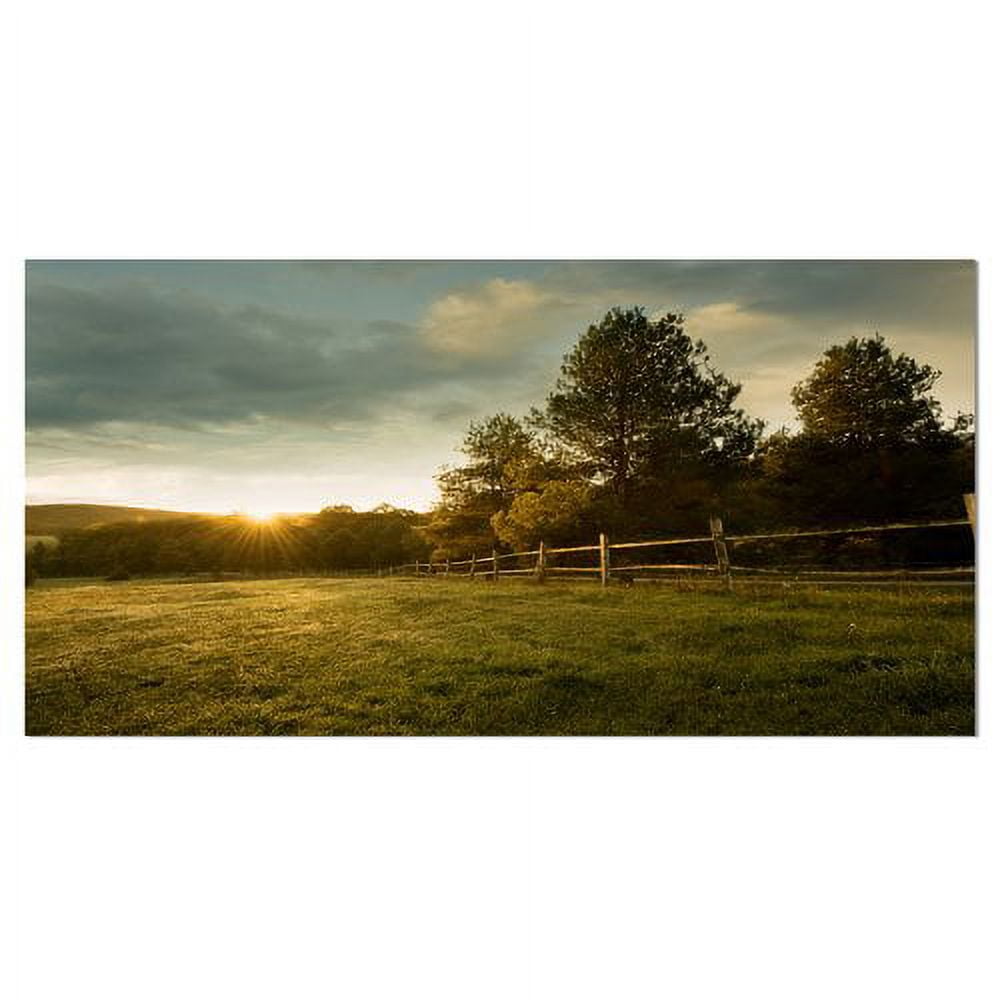 Beautiful Sunrise Landscape Canvas Print in Green and Brown