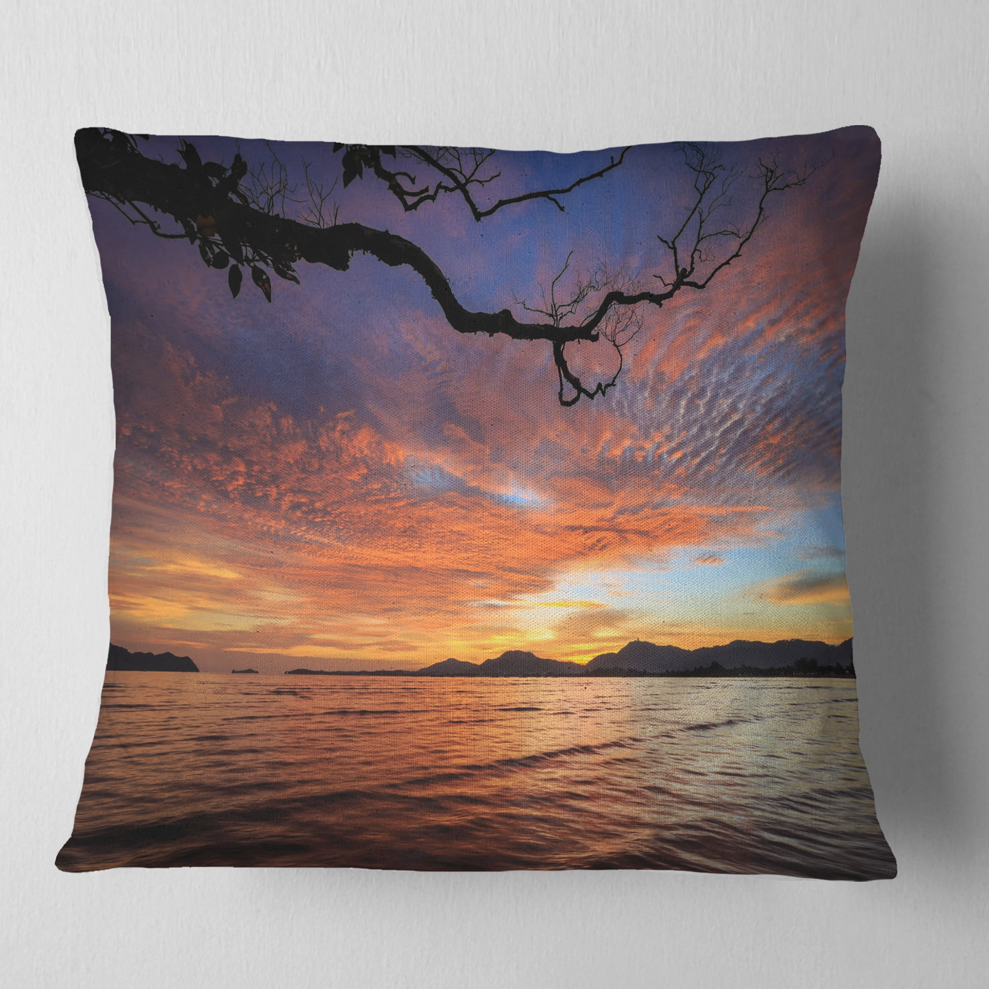 Designart Beautiful Sunset Beach In Phuket - Seashore Throw Pillow - 16x16