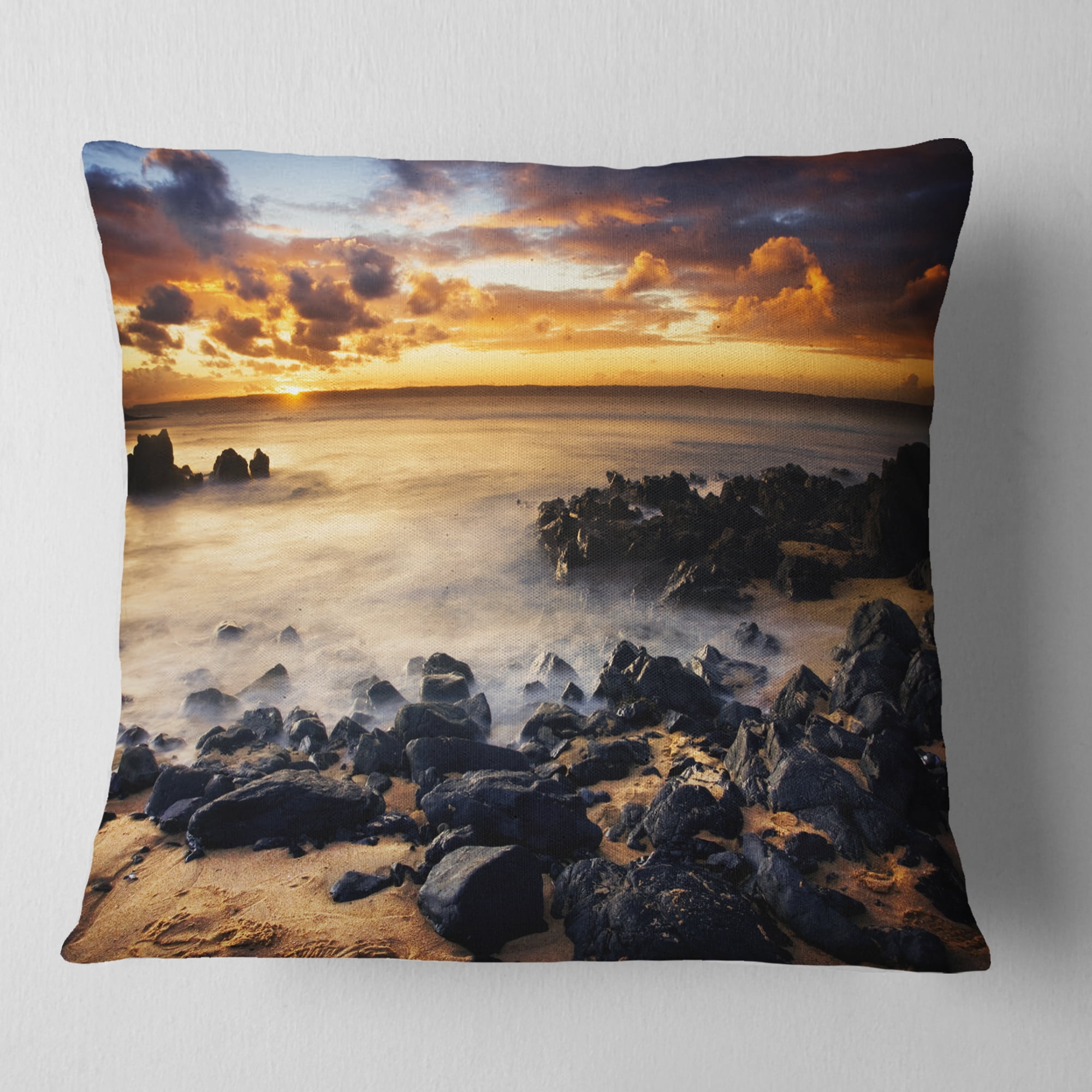 Designart Beautiful Sunset at Philip Island - Landscape Printed Throw Pillow - 18x18