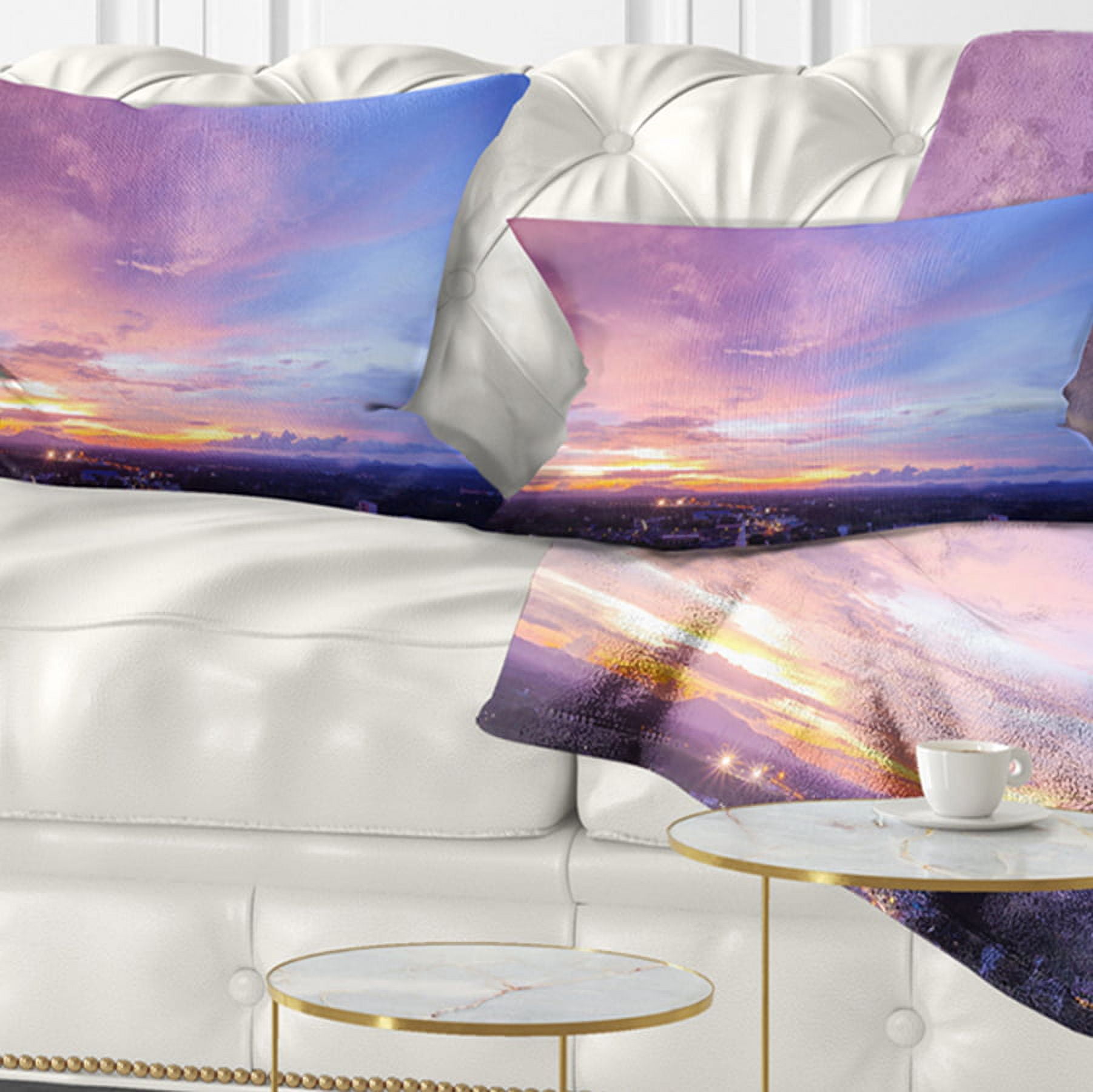 Designart Beautiful Sunset at Trang Thailand - Landscape Printed Throw Pillow - 12x20