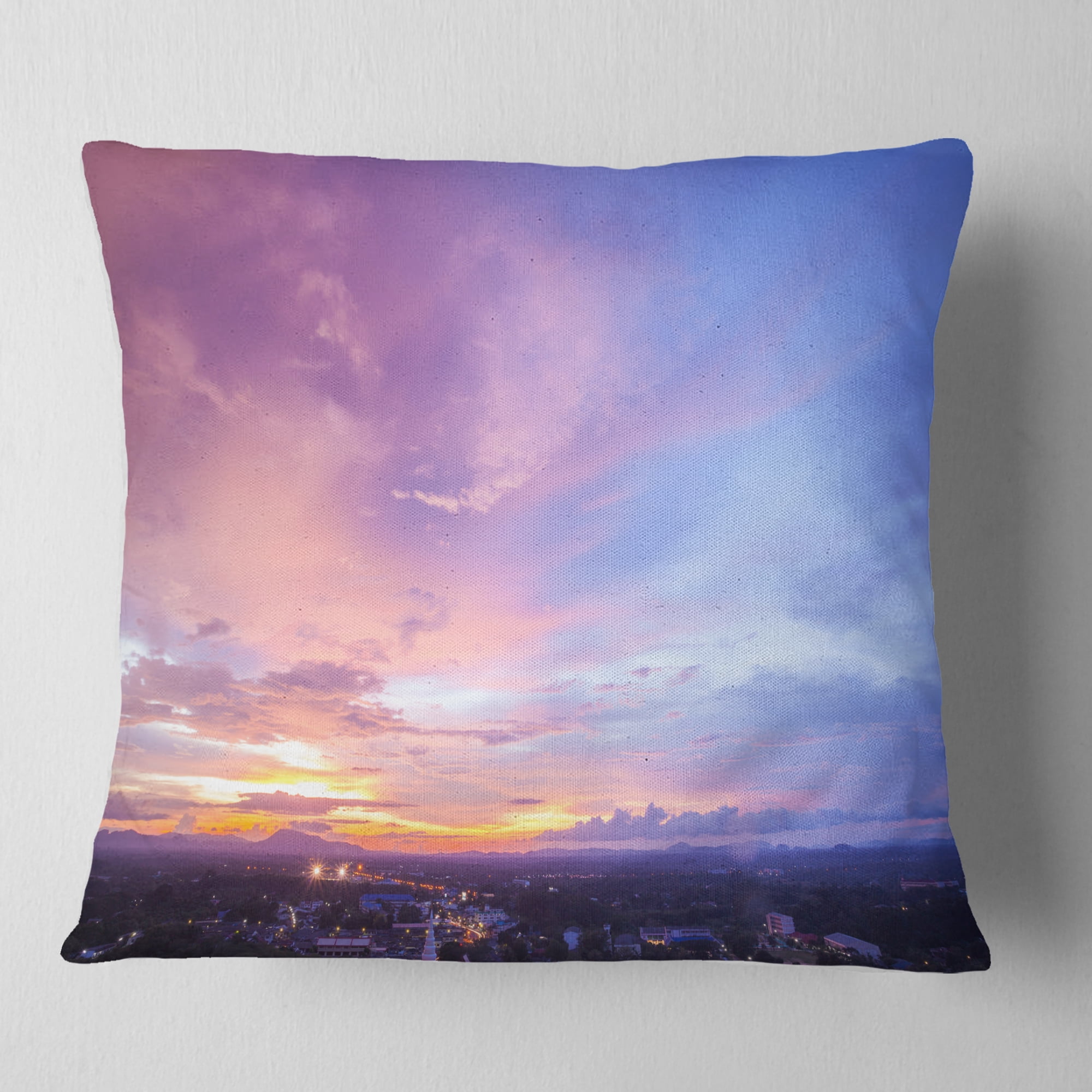 Designart Beautiful Sunset at Trang Thailand - Landscape Printed Throw Pillow - 18x18