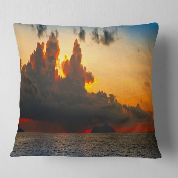Designart Beautiful Sunset over the Clouds - Landscape Printed Throw Pillow - 16x16