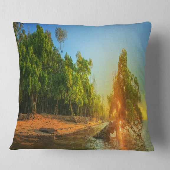 Designart Beautiful Thailand Tropical Beach - Landscape Wall Throw Pillow - 16x16