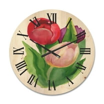 Designart 'Beautiful Tulip Flowers Red and Pink' Traditional Wood Wall Clock