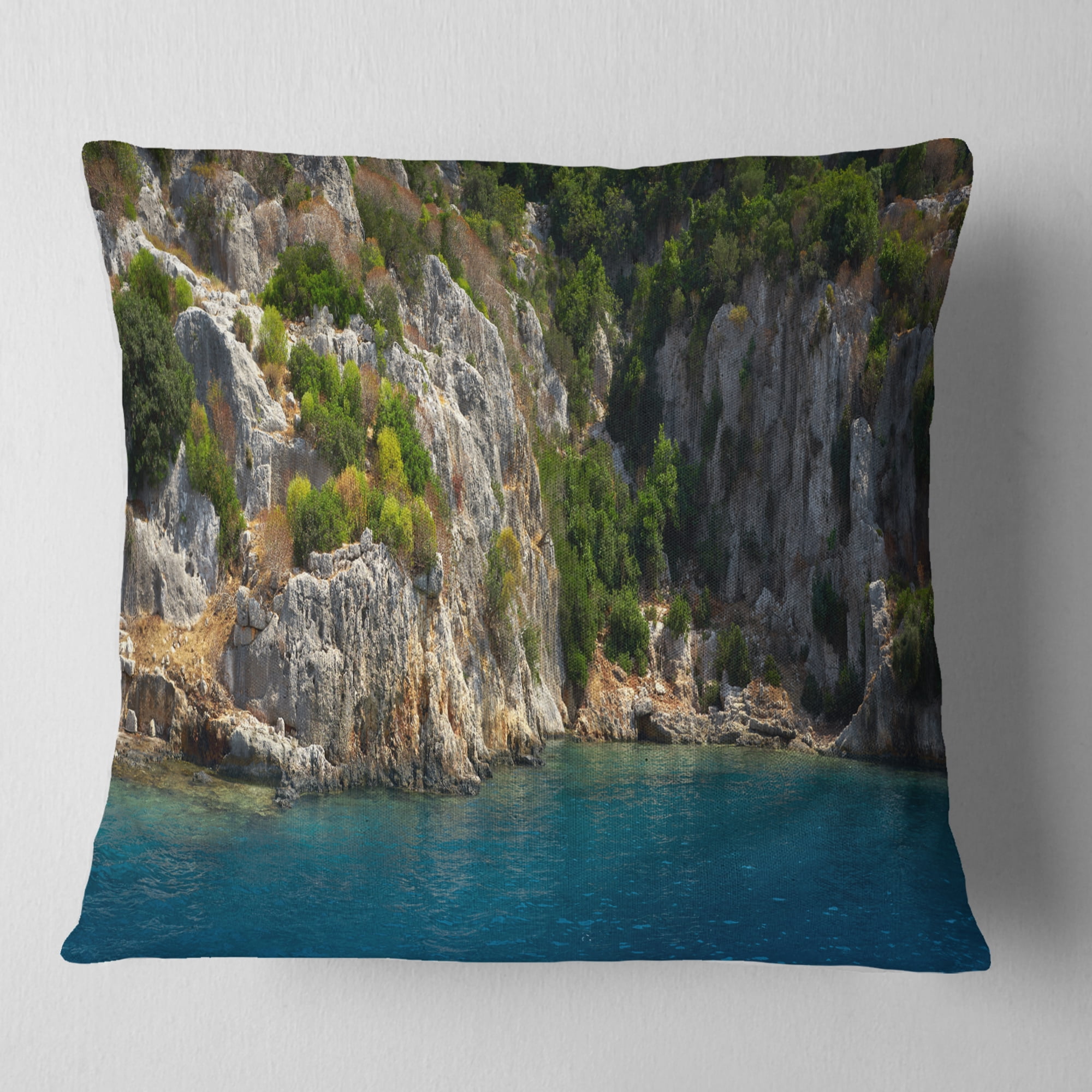 Designart Beautiful Turkey Tropical Beach - Landscape Printed Throw Pillow - 18x18