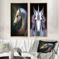 thumbnail image 1 of Designart "Beautiful Unicorn Portrait I" Animals Horse Framed Wall Art Set Of 2 - Children's Art White Gallery Wall Frame Set For Home Decor, 1 of 6