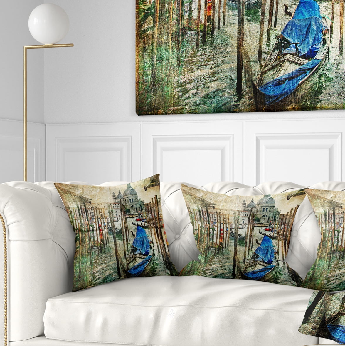 Designart Beautiful Venice - Landscape Printed Throw Pillow - 16x16