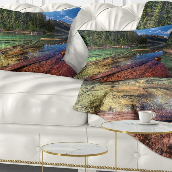Designart Beautiful View of Mountain Lake - Landscape Printed Throw Pillow - 12x20
