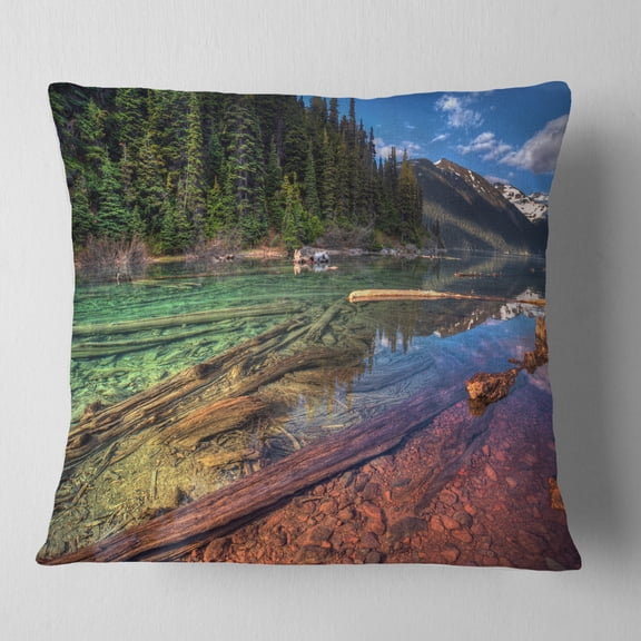Designart Beautiful View of Mountain Lake - Landscape Printed Throw Pillow - 18x18