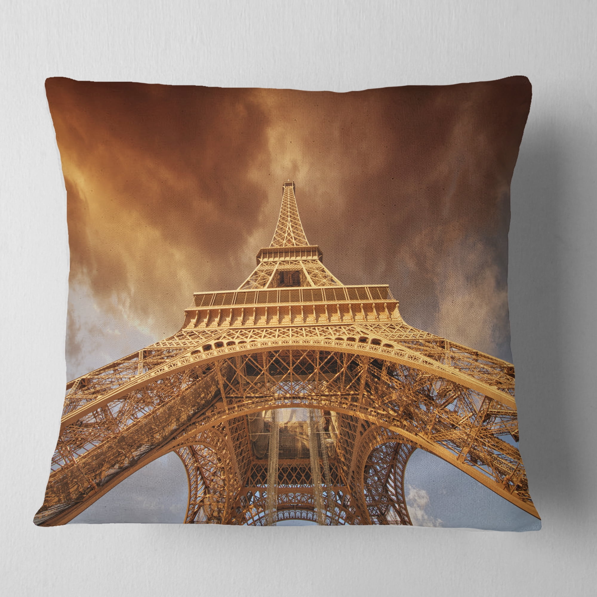Designart Beautiful View of Paris Paris Eiffel Towerin Paris - Cityscape Throw Pillow - 16x16