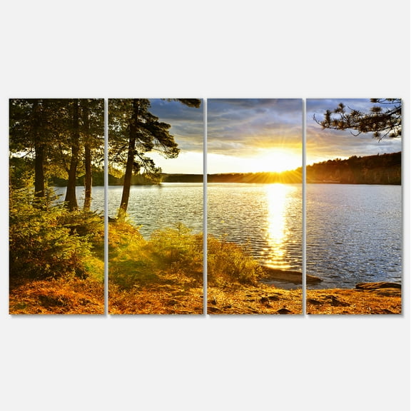 Designart 'Beautiful View of Sunset over Lake ' Landscape Canvas Art Print