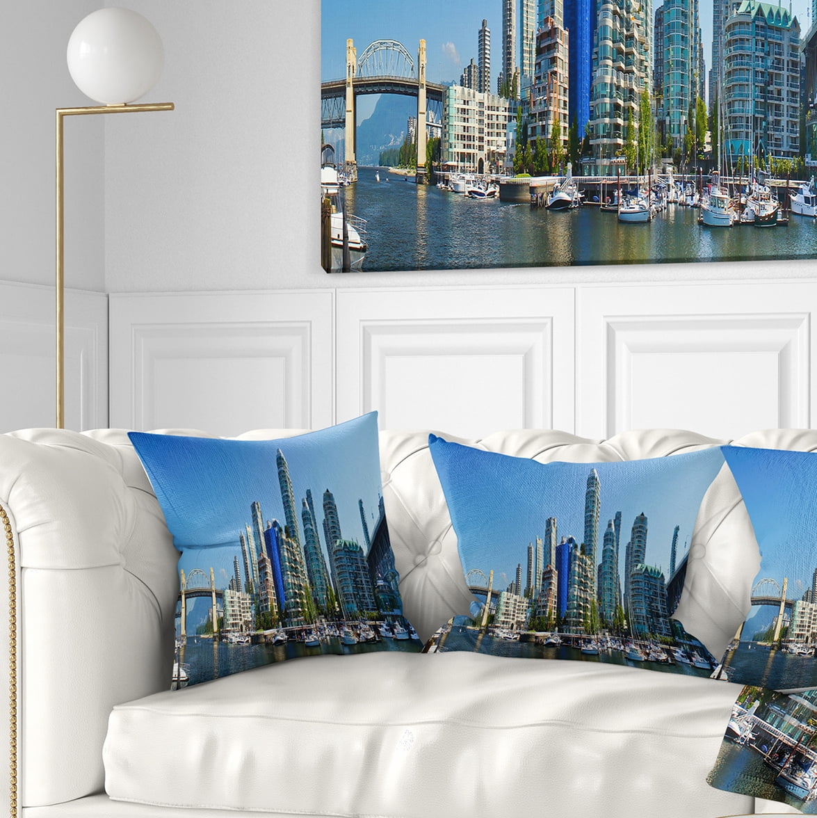 Designart Beautiful View of Vancouver - Cityscape Photo Throw Pillow - 16x16