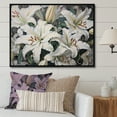 thumbnail image 1 of Designart "Beautiful White Lilies In Bloom I" Lilies Floater Framed Wall Art Living Room, 1 of 5