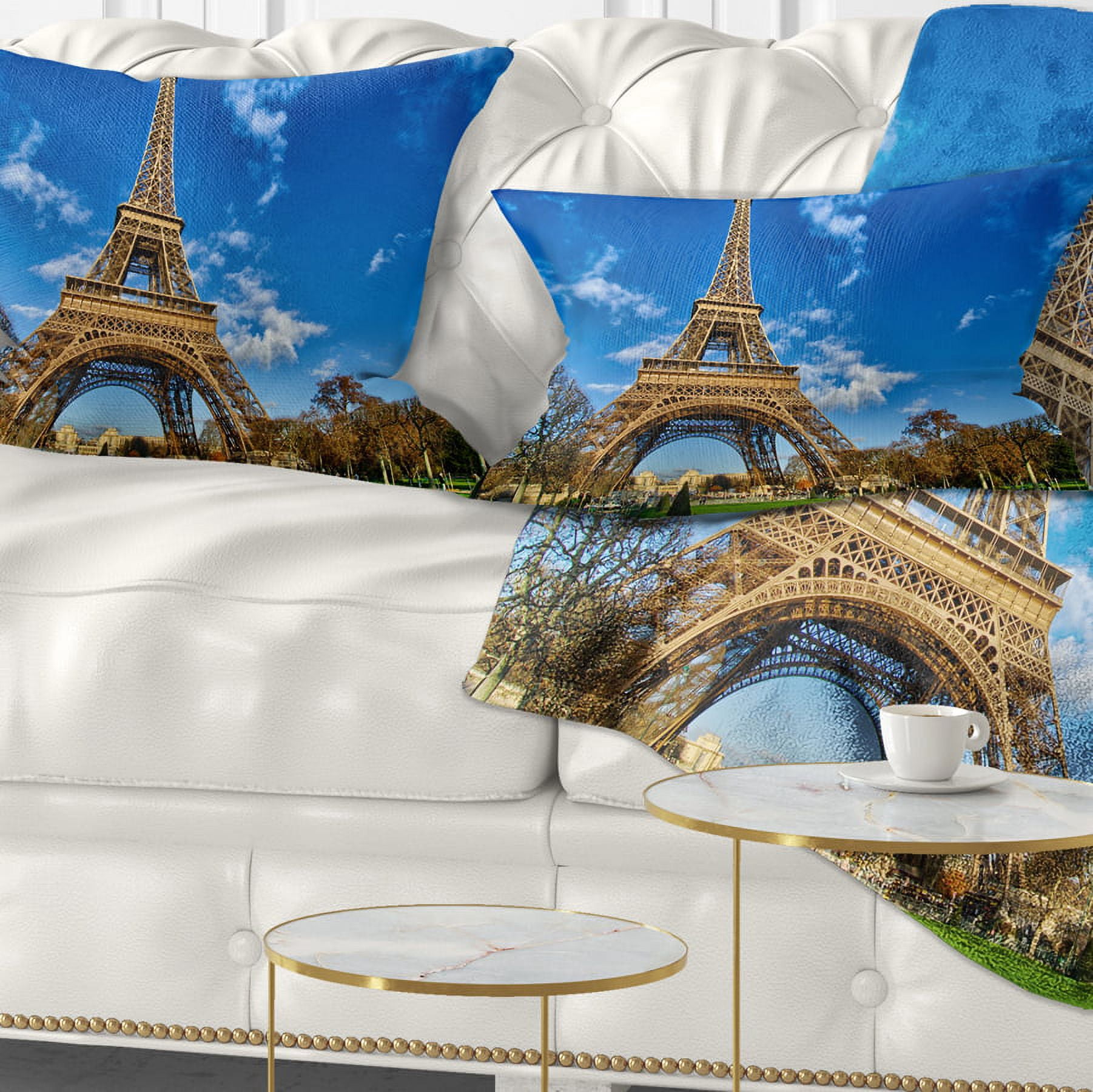 Designart Beautiful Winter Day in Paris - Throw Pillow - 12x20