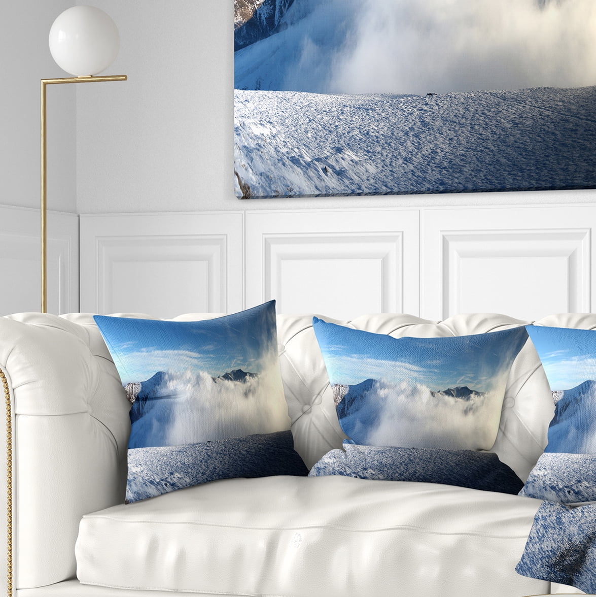 Designart Beautiful Winter Landscape - Photography Throw Pillow - 16x16