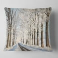 thumbnail image 1 of Designart Beautiful Winter Lane at Morning - Forest Throw Pillow - 18x18, 1 of 4