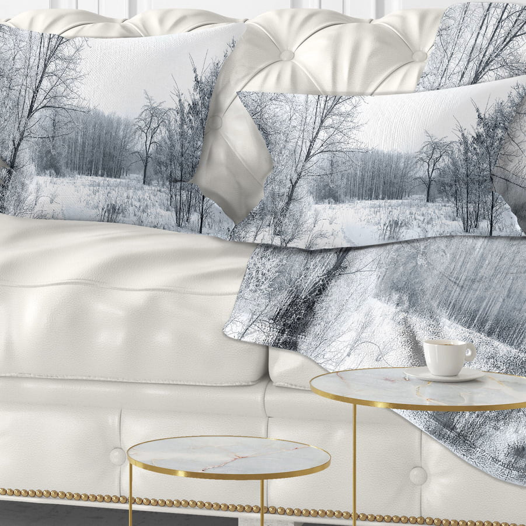 Designart Beautiful Winter Panorama - Landscape Printed Throw Pillow - 12x20