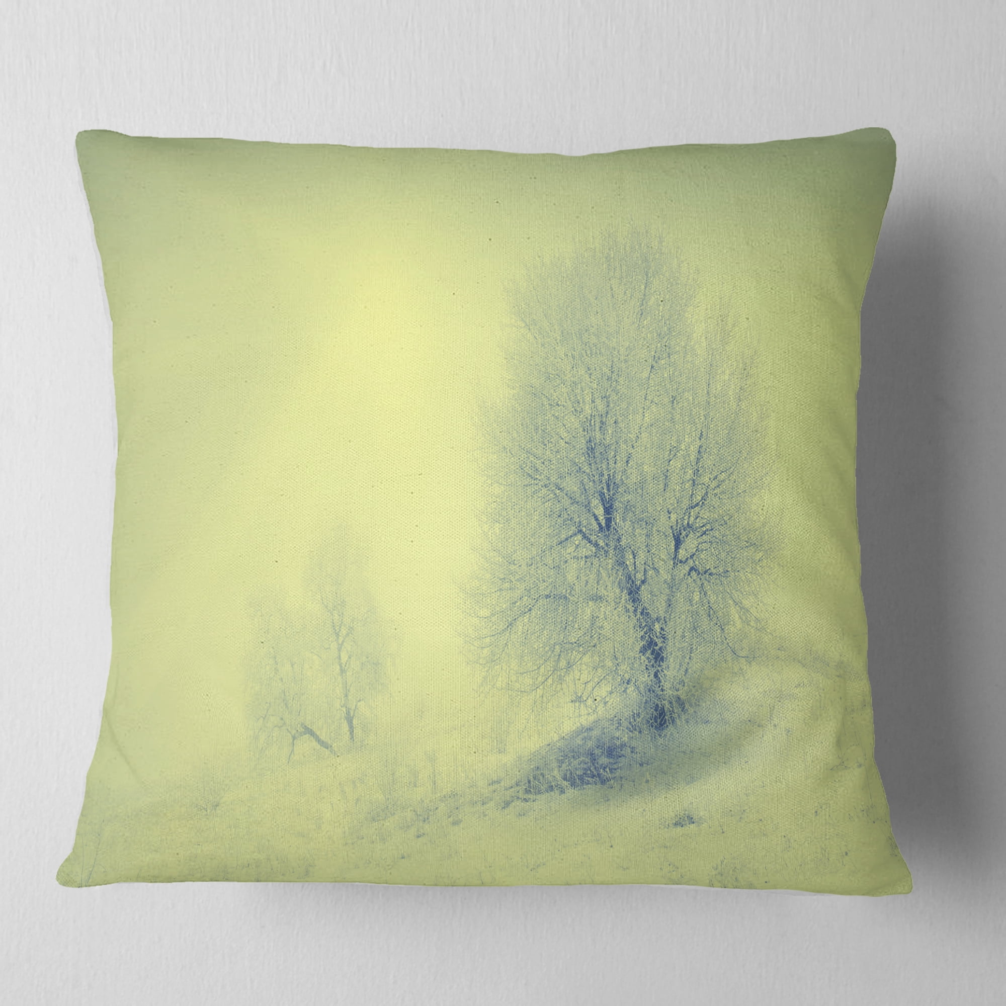 Designart Beautiful Winter Snow Valley - Landscape Printed Throw Pillow - 16x16