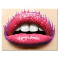 Designart ' Beautiful Woman Lips With Pink Lipstick ' Modern Canvas Wall Art Print