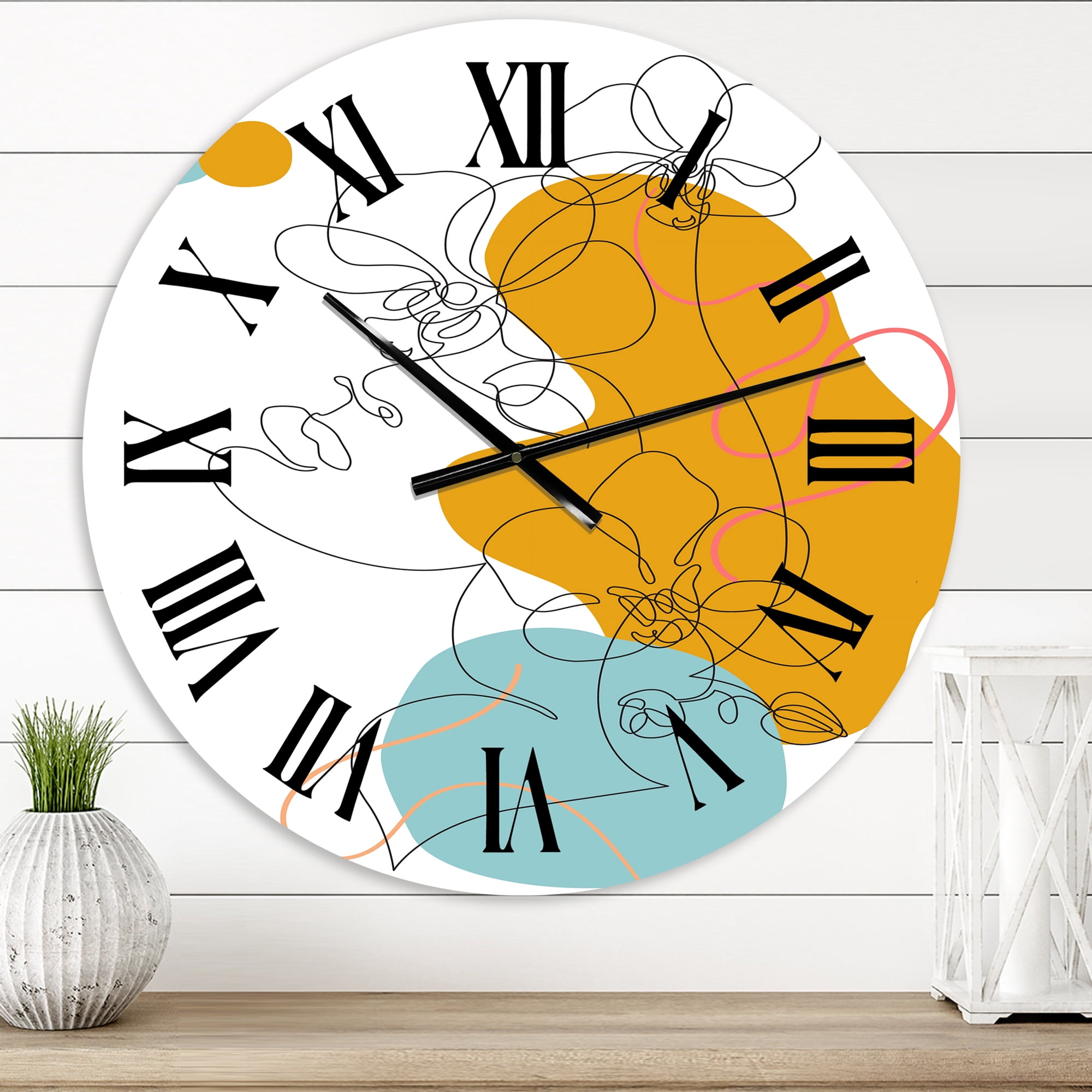 Designart 'Beautiful Woman One Line Drawing' Modern Wall Clock